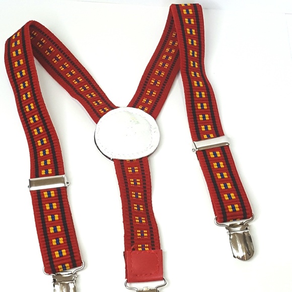 Vintage Kids Suspenders Red Adjustable - Picture 2 of 5